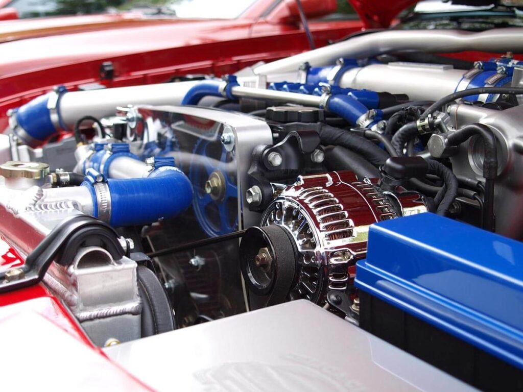 Inside car engine and car engine coolant